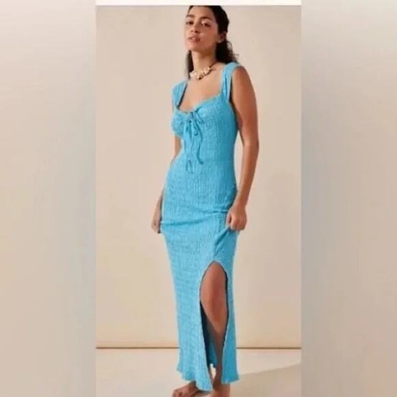 Free People Beach Dress Eleni Bodycon Midi Maxi Dress | Blue | SZ XS - Picture 2 of 11